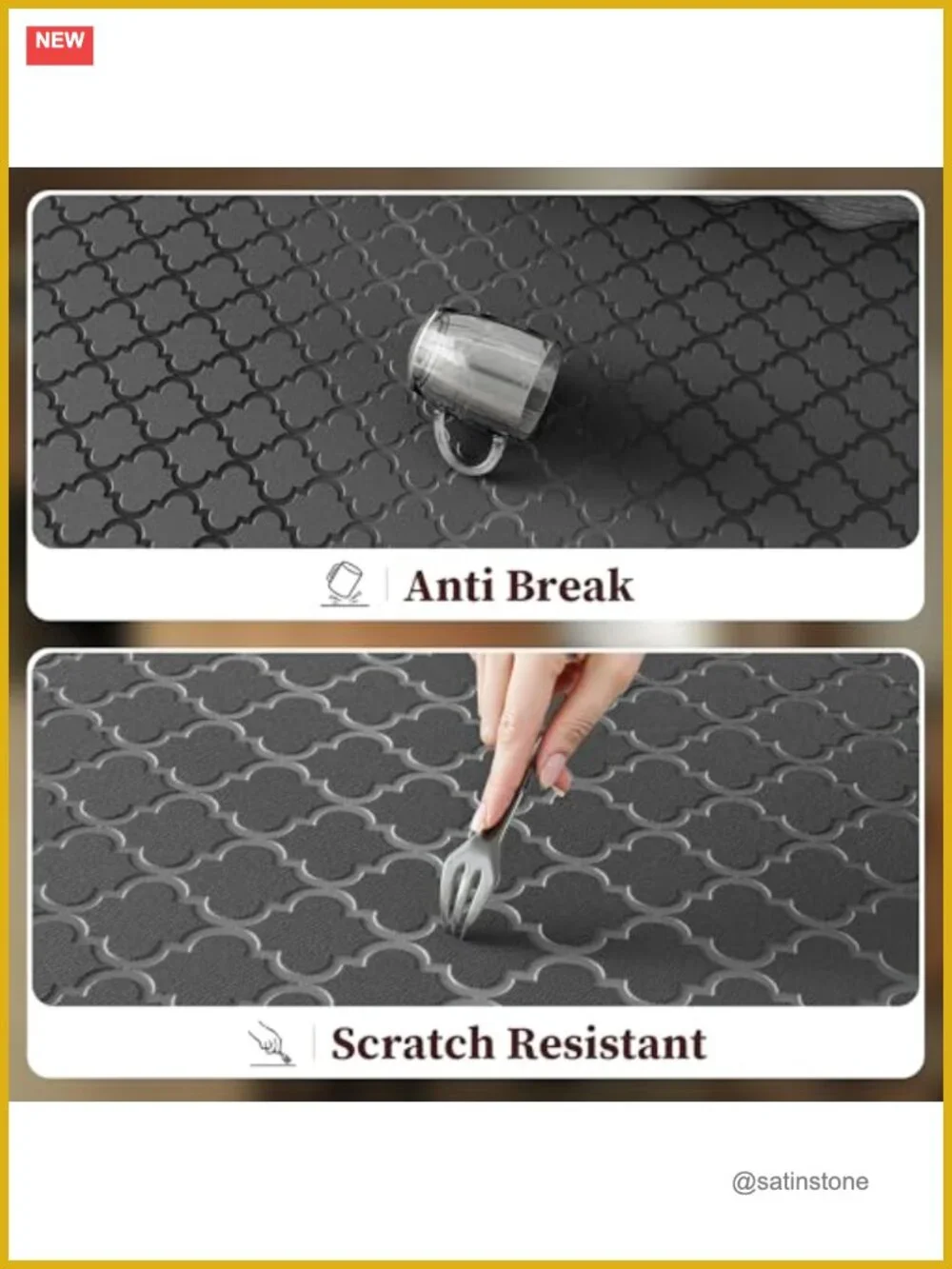 2-Piece Scalloped Anti-Fatigue Kitchen Mats, Machine Washable, Non-Slip